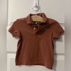 Lacoste Toddler Polo Shirt Size 2T Rust Brown Classic Croc Logo